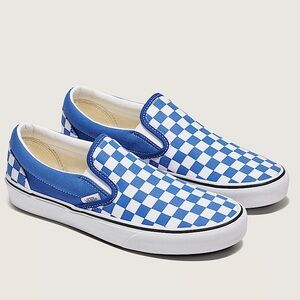 Vans Blue Checkered Slip-On Shoes Women 8.5/ Men’s 7